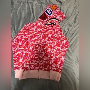 Bape full zip up pink camp